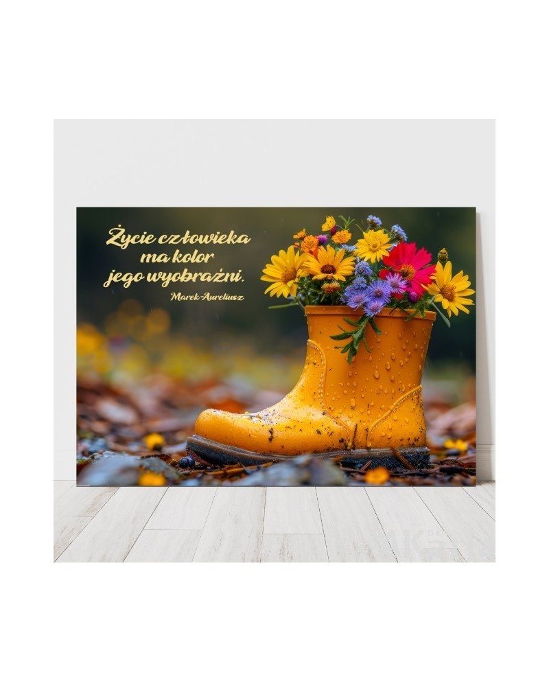 Plakat z napisem: Życie człowieka ma kolor jego wyobraźni