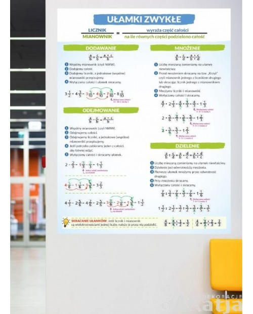 Ułamki zwykłe- naklejka na ścianę