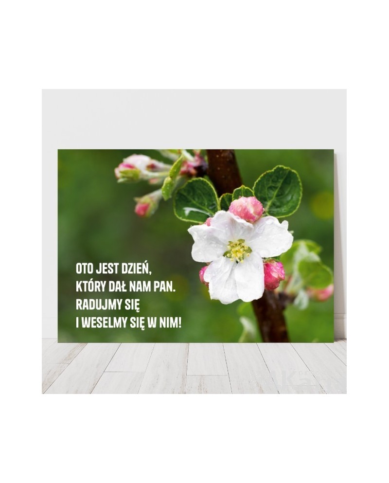 Plakat z napisem: "Oto jest dzień, który dał nam Pan..."