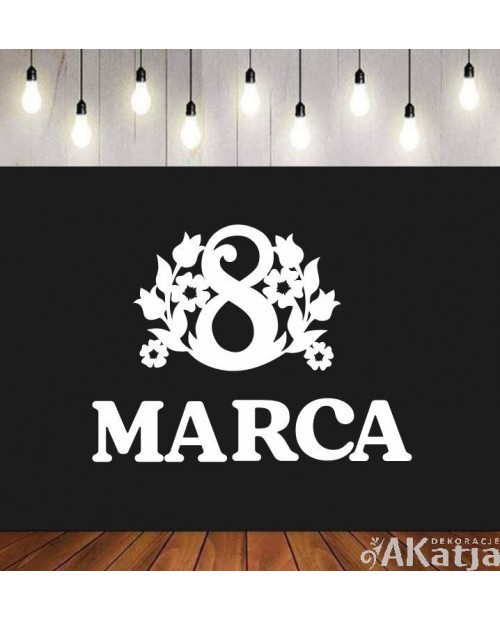 Napis: 8 marca- wycinanka z kartonu