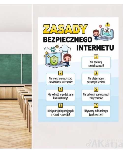 Zasady Bezpiecznego Internetu- naklejka na ścianę