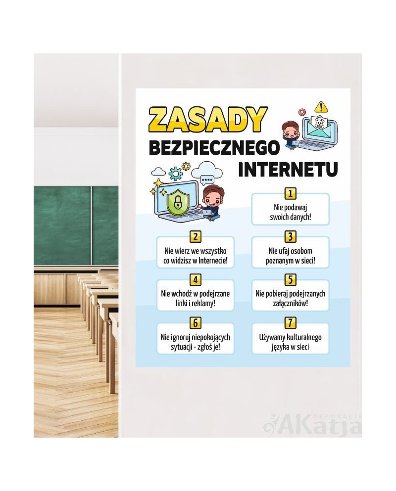 Zasady Bezpiecznego Internetu- naklejka na ścianę