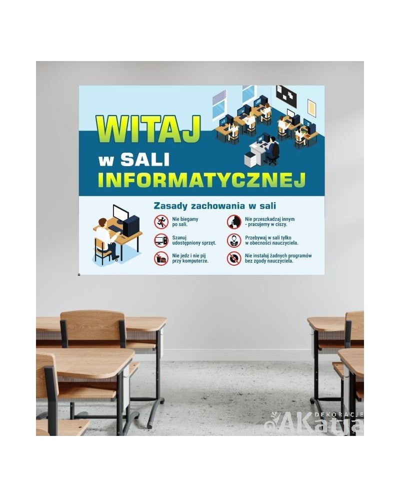 Witaj w sali informatycznej- naklejka na ścianę