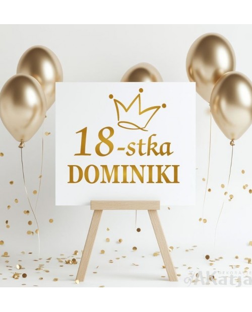 Naklejka urodzinowa z koroną i imieniem: 18-stka