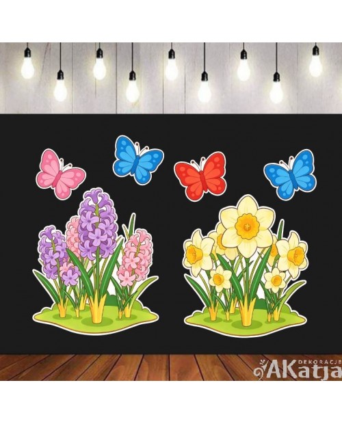 Hiacynty i żonkile- zestaw dekoracji do gazetek szkolnych