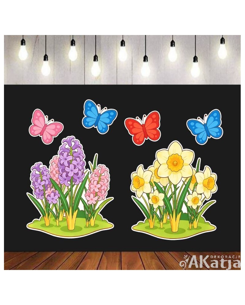 Hiacynty i żonkile- zestaw dekoracji do gazetek szkolnych