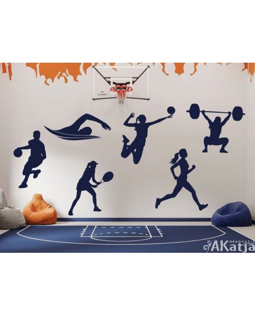 Sylwetki sportowców- naklejka na ścianę
