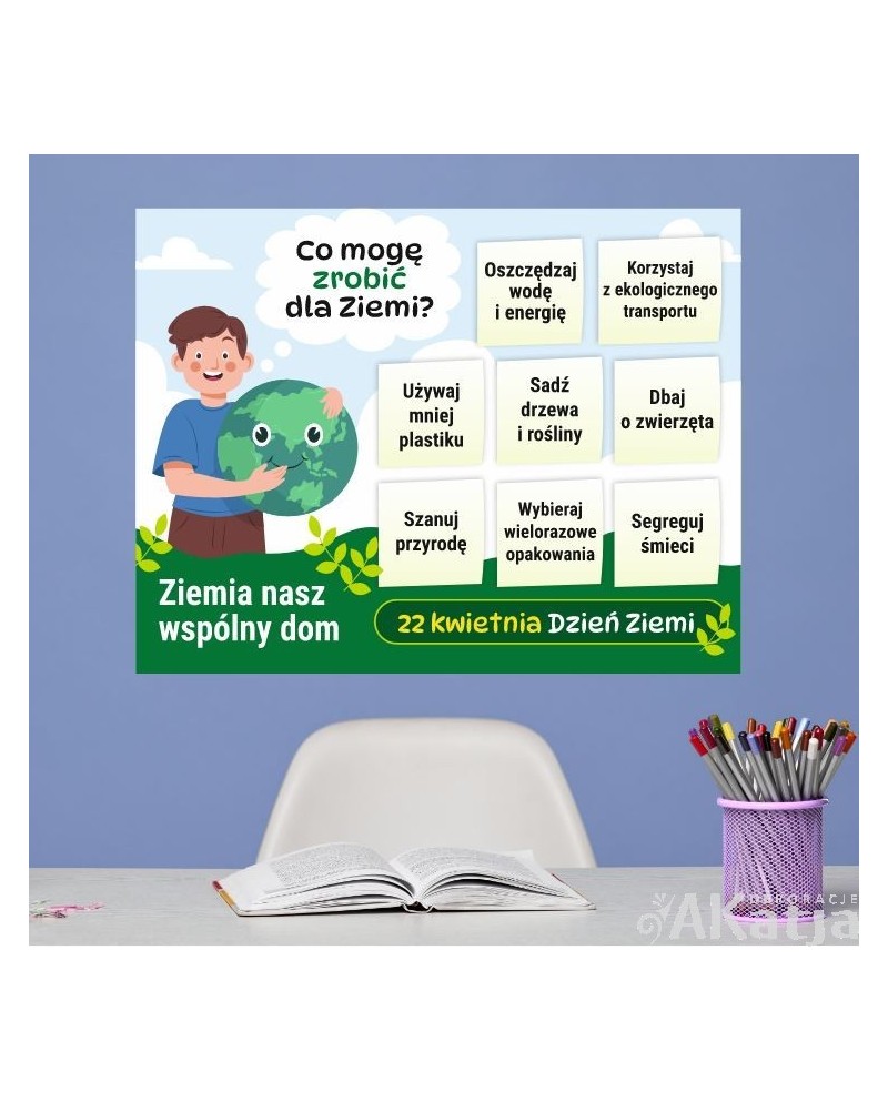 Co mogę zrobić dla ziemi?- naklejka na ścianę