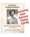 Naklejka „Patron naszej szkoły” – personalizowana dekoracja beżowa