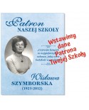 Naklejka „Patron naszej szkoły” – personalizowana dekoracja niebieska