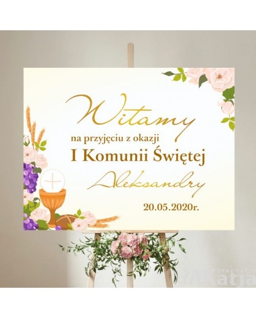 Plansza komunijna beżowe róże