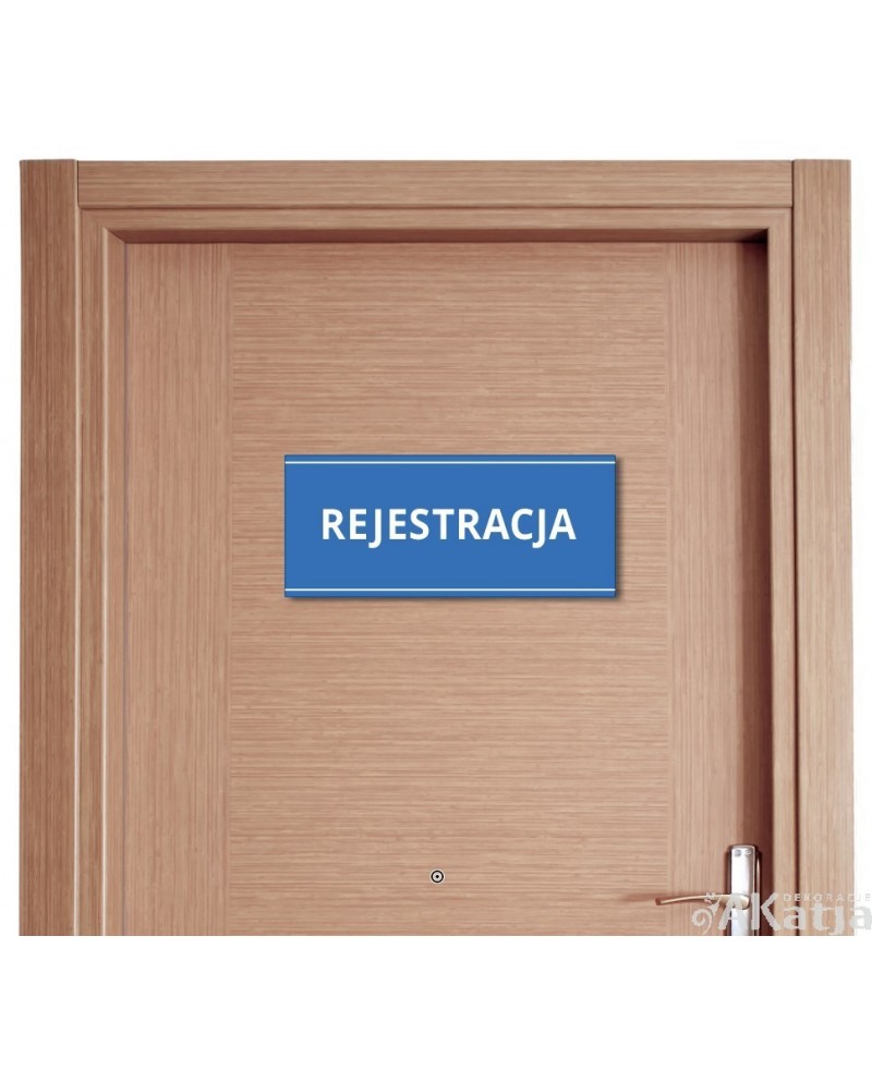 Tabliczka na drzwi – Rejestracja (naklejka lub tabliczka PCV)