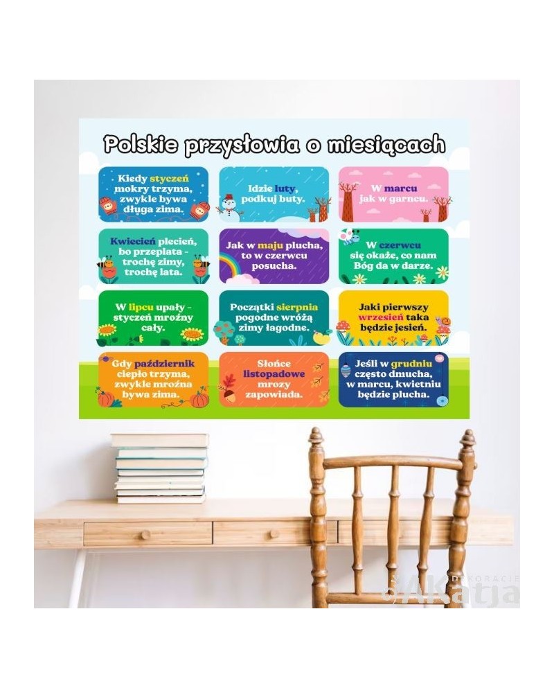 Polskie przysłowia o miesiącach- naklejka na ścianę