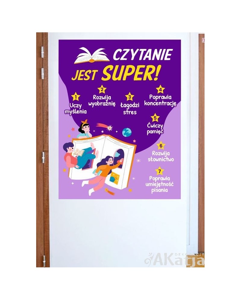 Czytanie jest super!- naklejka na ścianę