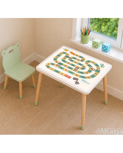 Naklejka na stolik – gra planszowa dla dzieci z dinozaurami