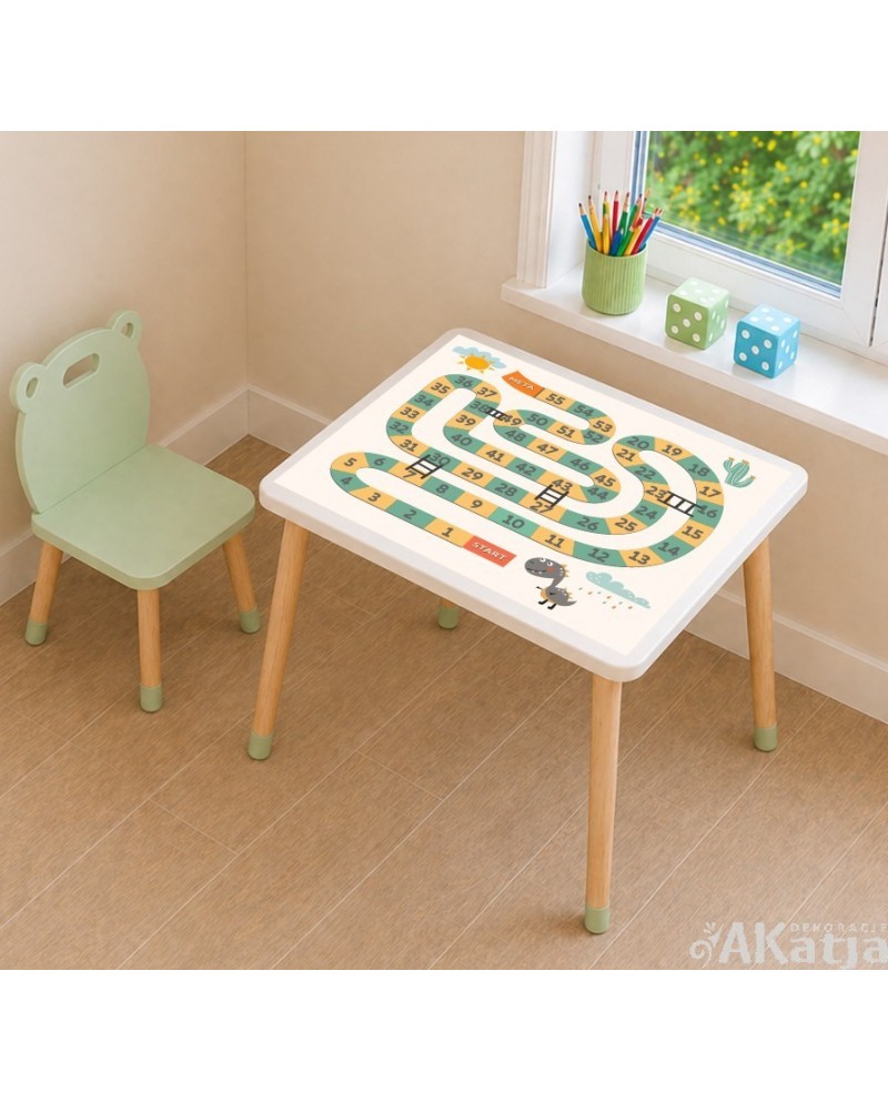 Naklejka na stolik – gra planszowa dla dzieci z dinozaurami