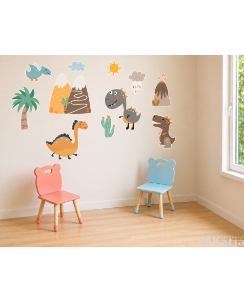 Zestaw naklejek ściennych z dinozaurami dla dzieci