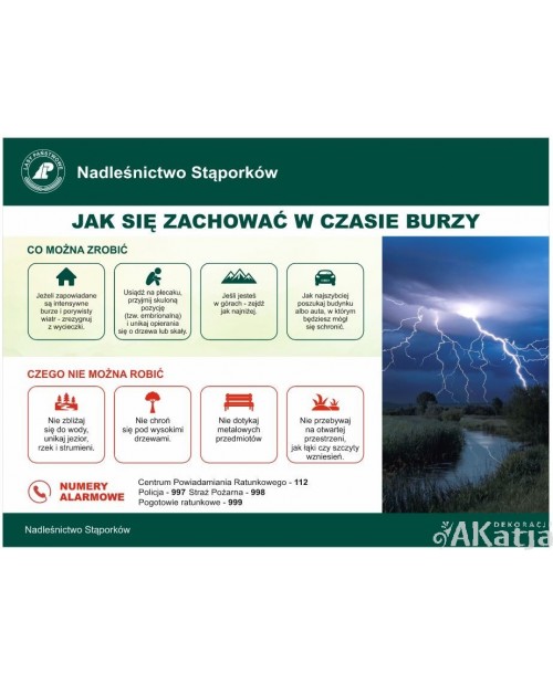 Tabliczka: Jak się zachować w czasie burzy
