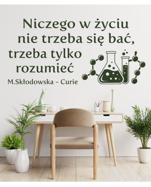 Niczego w życiu nie należy się bać, trzeba to tylko rozumieć- naklejka na ścianę