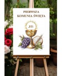 Plansza komunijna : Kielich i napis Pierwsza Komunia Święta