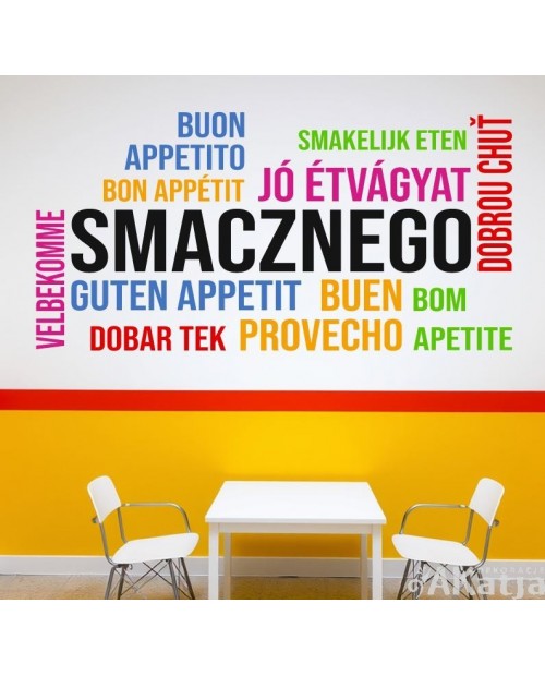 Smacznego- kolorowa naklejka na ścianę