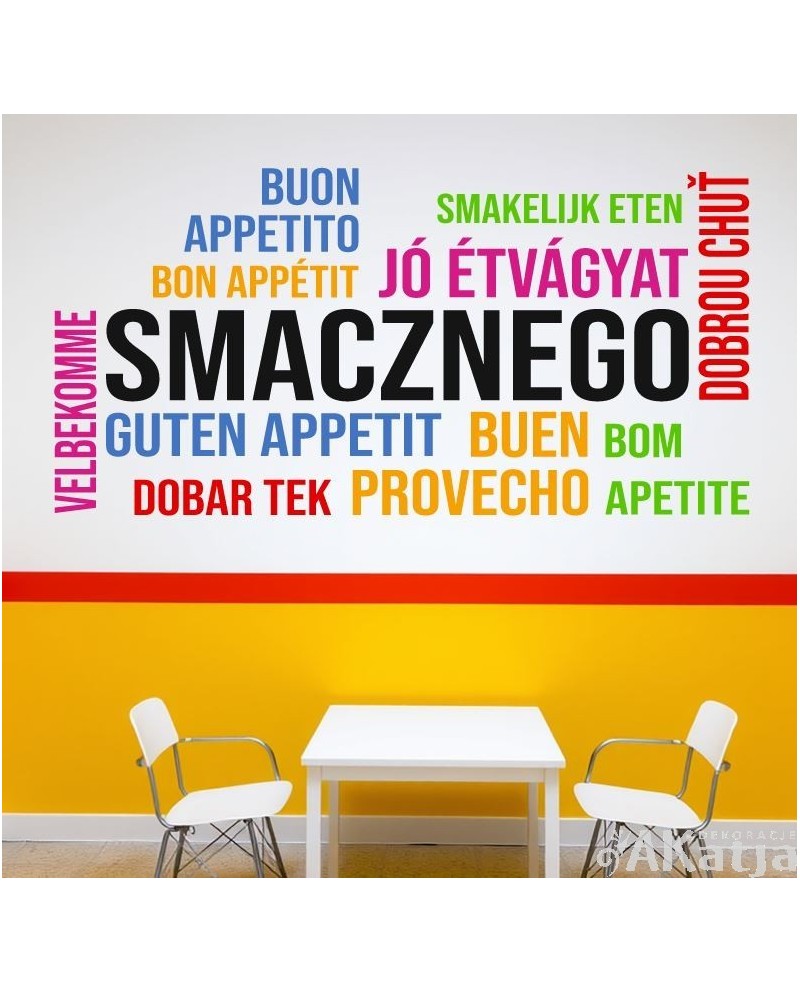 Smacznego- kolorowa naklejka na ścianę