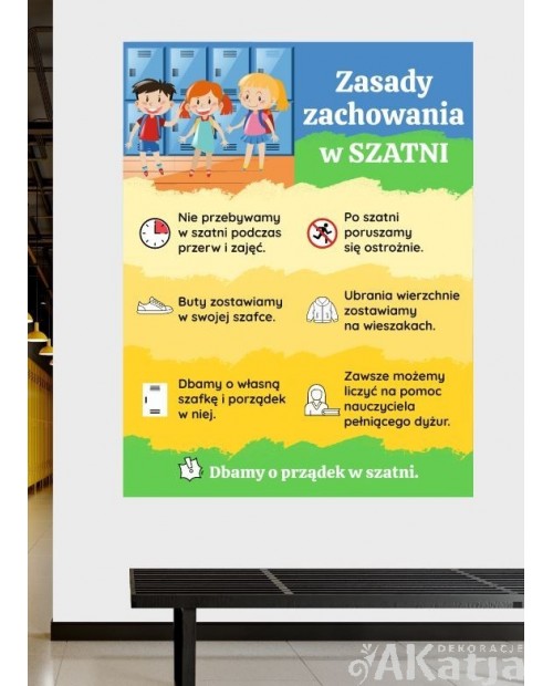 Zasady zachowania w szatni- naklejka na ścianę