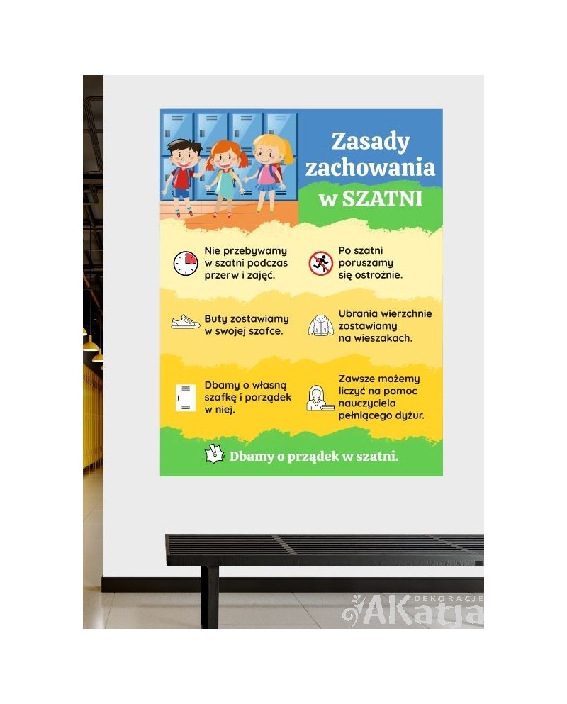 Zasady zachowania w szatni- naklejka na ścianę
