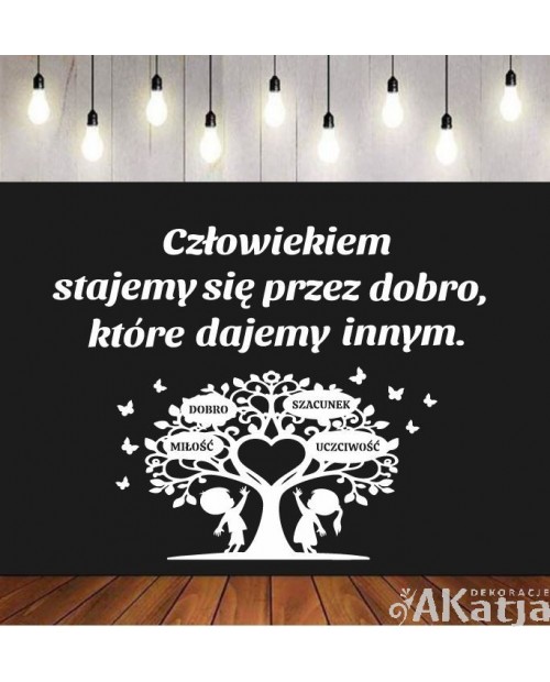 Człowiekiem stajemy się przez dobro, które dajemy innym - wycinanka z kartonu