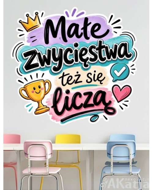 Kolorowa naklejka ścienna: Małe zwycięstwa też się liczą