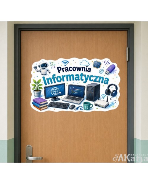 Naklejka na drzwi sali lekcyjnej - Pracownia informatyczna