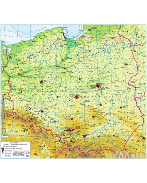 Naklejka Polska - Mapa Fizyczna