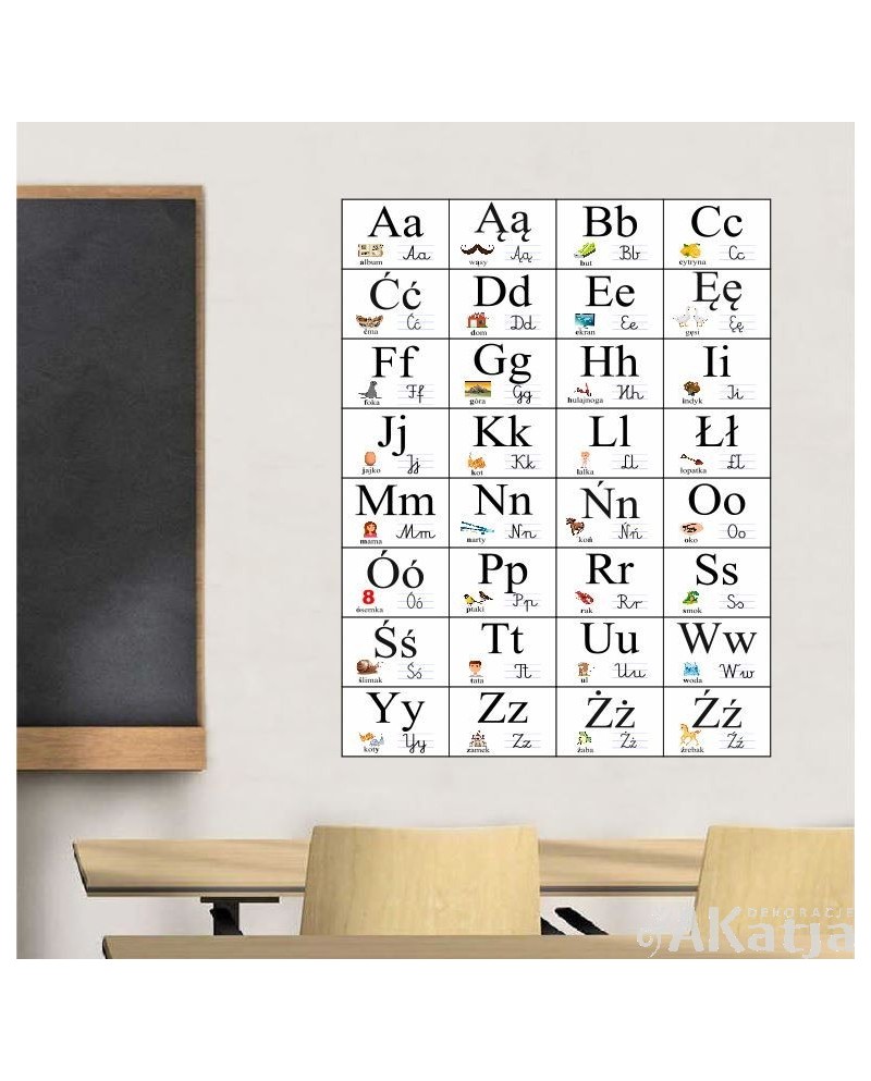 Alfabet ścienny z polskimi znakami Akatja