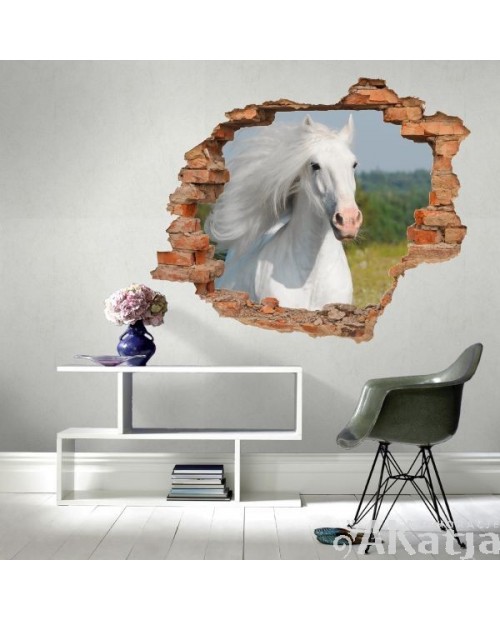 Naklejka dziura z białym koniem