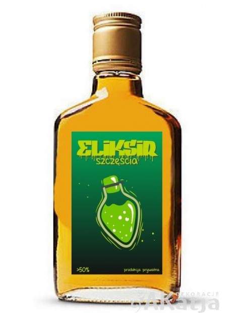 Eliksir szczęścia - zielone etykiety na alkohol