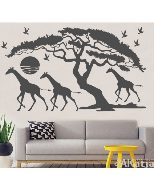 Naklejka Drzewa i Żyrafy