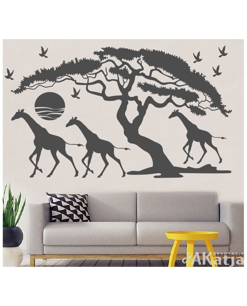 Naklejka Drzewa i Żyrafy