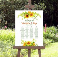 plakat lista gości - ze słonecznikami